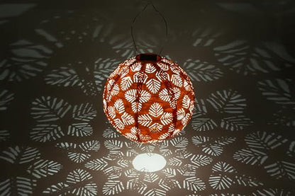 Allsop Home & Garden Soji Stella Brights Geo Palm Outdoor Weatherproof Tyvek® Hanging Solar Lantern. Dual White LEDs and Stainless Steel Easy to Hang Frame.