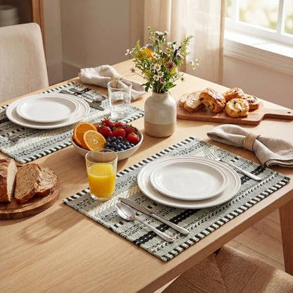 Artoid Mode Black Woven Braided Stripe Placemats Set of 4-12x18 Inch - color: Black, size: 12" x 18", 4 Pcs