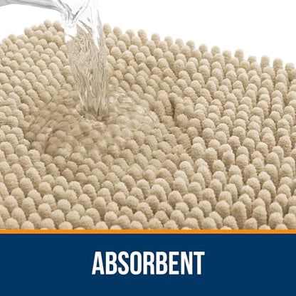 OLANLY Small Bathroom Rugs 24x16, Extra Soft Absorbent Chenille Bath Rugs - color: Beige, size: 24" X 16"