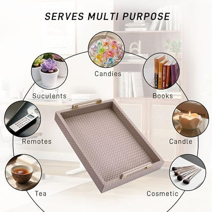 Faux Leather Serving Tray, Cinnamon Pink, 16" x 12" - color: Cinnamon Pink