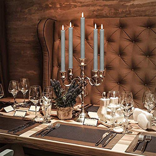 GenSwin Flameless Taper Candles LED Battery Operated Remote Timer Grey - color: 6-Grey