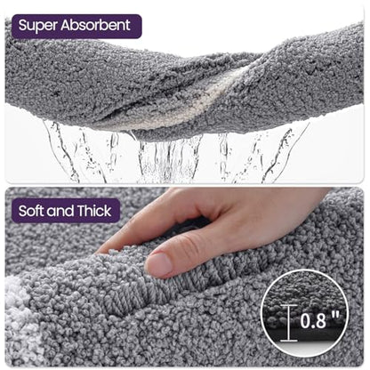 DEXI Bathroom Rugs 32x20, Soft Absorbent Bath Mat, Light Grey - color: Light Grey, size: 32" X 20" (Rectangular)