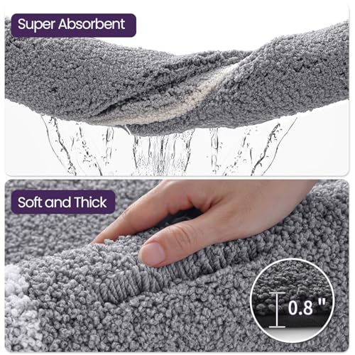 DEXI Bathroom Rugs 36x24, Soft Absorbent Bath Mat, Light Grey - color: Light Grey, size: 36" X 24" (Rectangular)