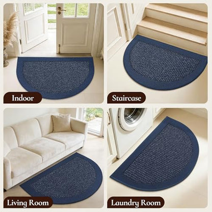 Dirt Trapper Door Mats 24" x 36", Non-Slip & Washable, Blue - color: Blue, size: 24" X 36" (Semicircular)