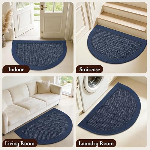 Dirt Trapper Door Mats 32" x 48", Non-Slip & Washable, Blue - color: Blue, size: 32" X 48" (Semicircular)