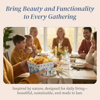 BIEN BEAU Ceramic Berry Baskets Set of 4, Blueberry Colander Fruit Bowls - color: Blue