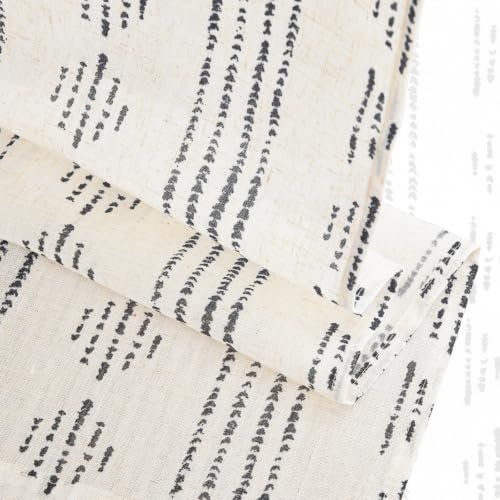 jinchan Linen Striped Tier Curtains for Kitchen Windows Boho - color: Boho Black | on Beige, size: 26"W x 20"L (Pack of 2)
