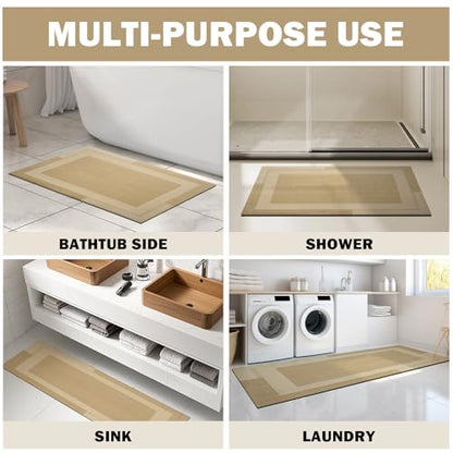 YDKGL Non Slip Bath Mat Large Thin Bathroom Rugs Fit Under Door Brown 24*48 - color: A- Brown, size: 24" x 48" (Rectangular)
