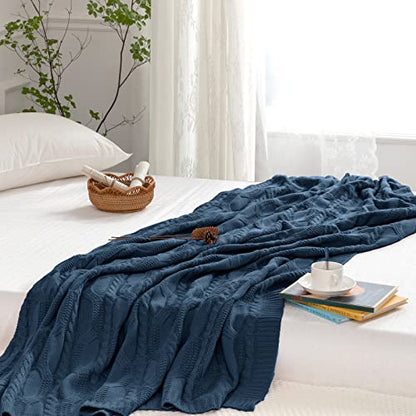 Aormenzy Knit Throw Blanket, Dark Slate Blue, 50" x 60" - color: Dark Slate Blue, size: 50" x 60"