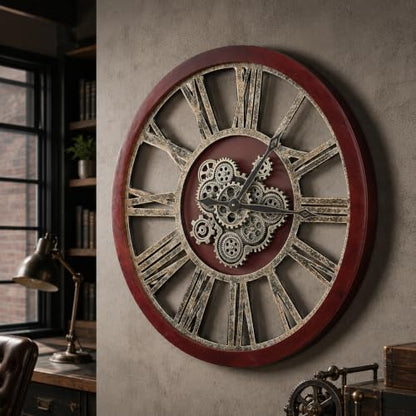 The B-Style Wall Clock, 30 Inch, Black Walnut Wood and Bronze - color: Black Walunt Wood and Bronze, size: 30 inch (76 cm)