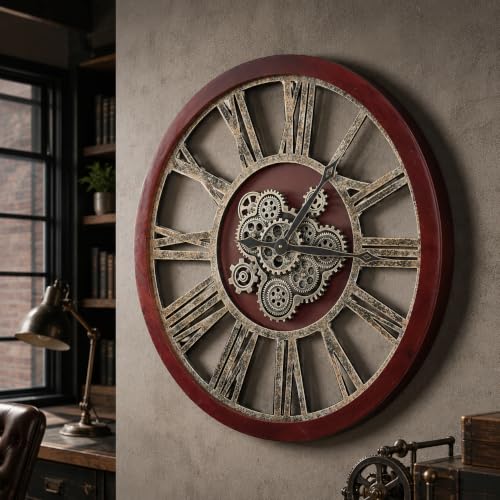 The B-Style Wall Clock, 30 Inch, Black Walnut Wood and Bronze - color: Black Walunt Wood and Bronze, size: 30 inch (76 cm)