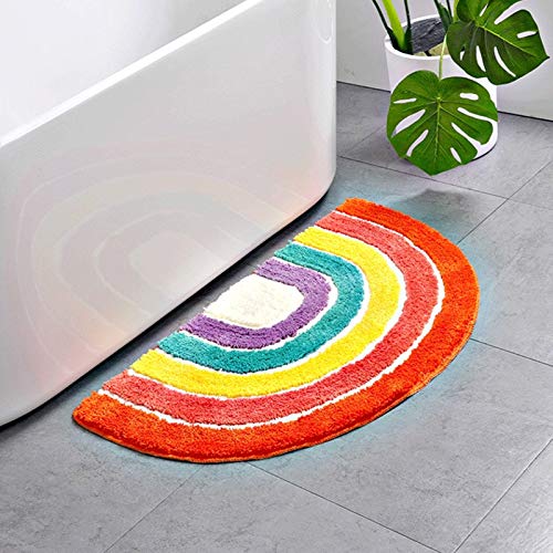 UKELER Bath Rug for Bathroom Non Slip Absorbent Bath Mat Washable Entrance Rug Door Mat Colorful Rainbow Area Rugs for Kids Playroom Nursery Decor 31.5''x19.7'' - color: Rainbow