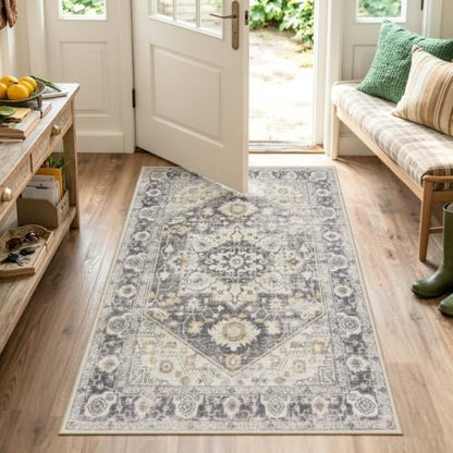 Collive 3'x5' Boho Washable Front Indoor Large Entryway Area Rug - color: Taupe/Multi, size: 36" x 59"