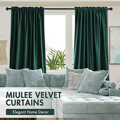 MIULEE Dark Green Blackout Velvet Curtains Drapes 72 Inch Long 52"x72" - color: Dark Green, size: 52"W x 72"L (Pack of 2)