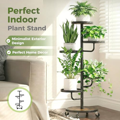Bamworld Metal Plant Stands with Wheels Tall Plant Stand Indoor Black - color: Black