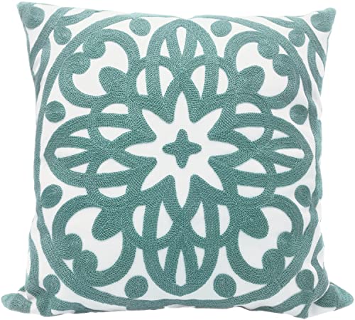 Alysheer Embroidered Decorative Throw Pillow Cover 20"x 20", 1pc Aqua Blue - color: Aqua Blue, size: 20" x 20" (Pack of 1)