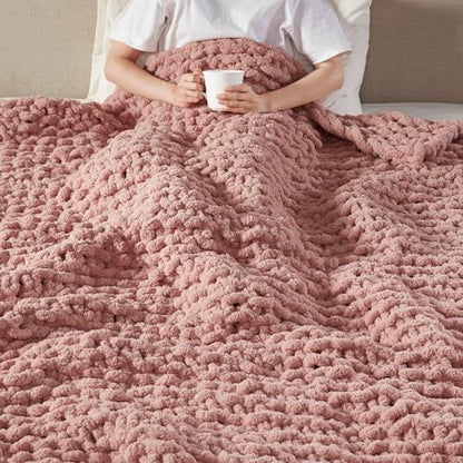 Madison Park Chenille Chunky Knit All Season Throw Blanket, 50 x 60, Blush - color: Blush
