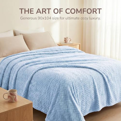 Exclusivo Mezcla Soft Fleece Blanket Twin Size for Bed, Sofa, Light Blue - color: Light Blue, size: Twin ( 90x66 IN )