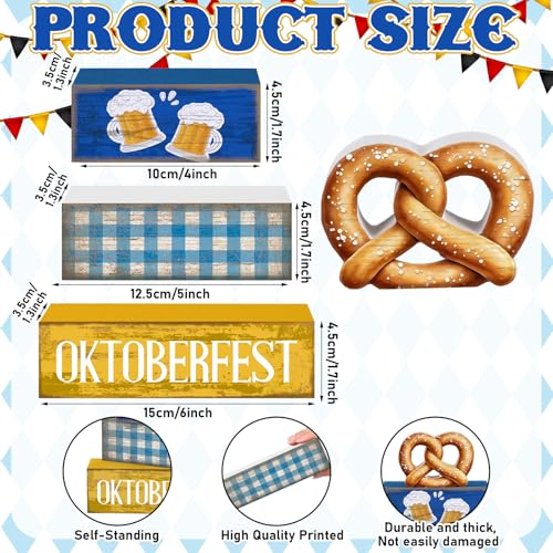 Yuntau 4 Pcs Oktoberfest Table Decorations Wooden Beer Blocks sign - style: Oktoberfest