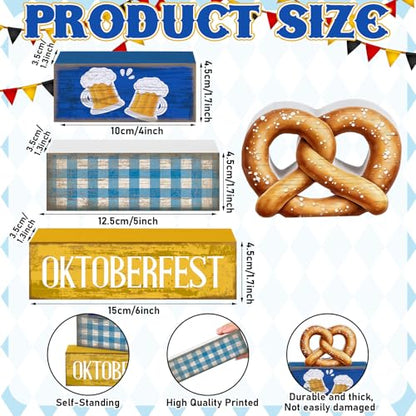Yuntau 4 Pcs Oktoberfest Table Decorations Wooden Beer Blocks sign - style: Oktoberfest