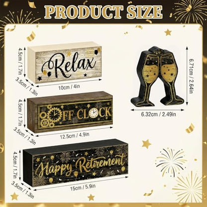 Britimes Tiered Tray Decor Set, 4 Pack, Wooden Sign, Retirement Farewell - style: Retirement
