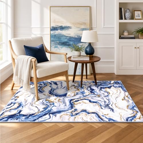 Yamaziot 3x5 Washable Modern Abstract Area Rug Non-Slip Entryway Rug - color: Blue, size: 3x5ft