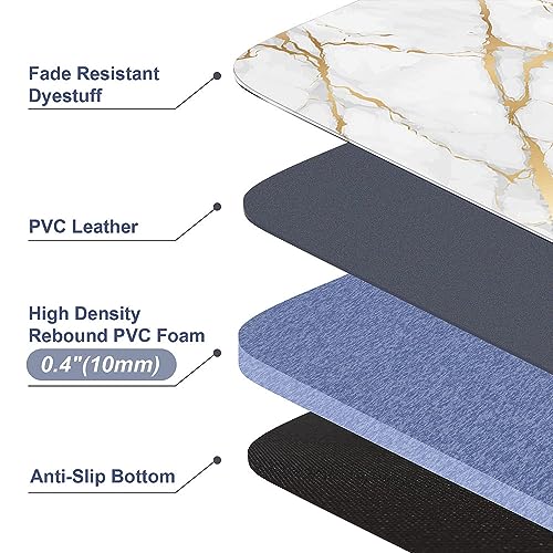 Mrcrypos Gold White Kitchen Rugs Cushioned Anti Fatigue Marble Kitchen - color: White Marble, size: 23.5" W x 70" L
