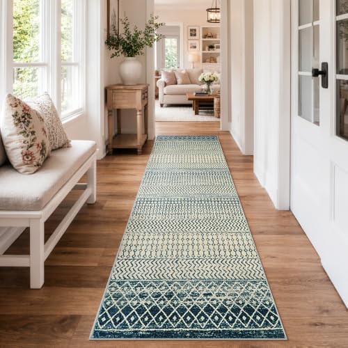 Entry Way Rugs Indoor Runner, 2'6''x8' Coastal Runner Rug - color: Royal Blue, size: 2'6" x 8' (Runner)