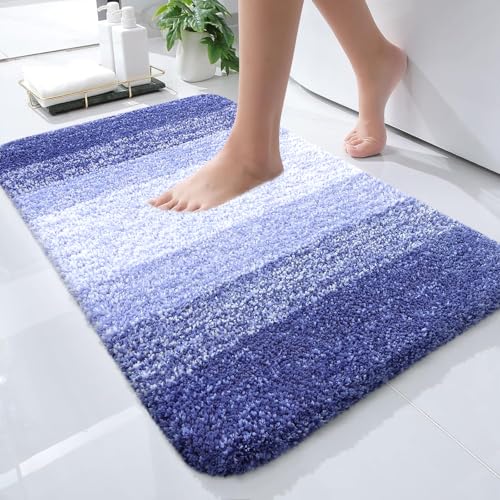OLANLY Small Bathroom Rugs 24x16, Extra Soft Absorbent Microfiber Bath Rugs - color: Blue-violet, size: 24" X 16"