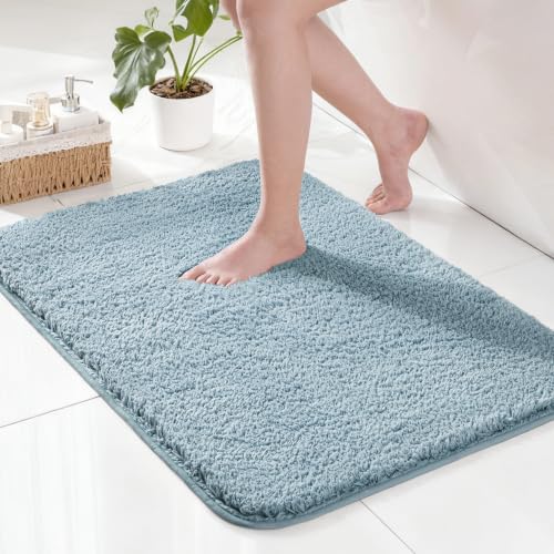 Exclusivo Mezcla Soft Absorbent Bathroom Rugs, Non-Slip Bath Mat, 17x24 - color: Slate Blue, size: 17"x24"(Rectangular)
