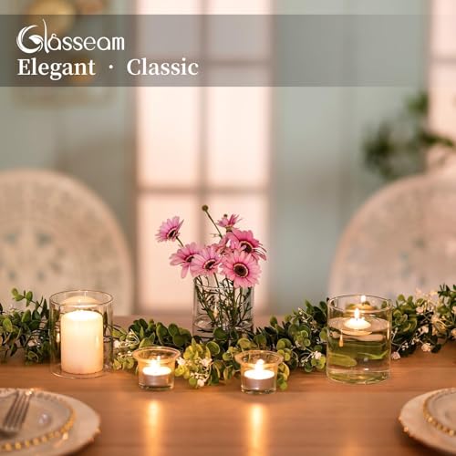 Glasseam Glass Cylinder Vase for Centerpiece, 12Pcs Small Clear Flower Vase - size: 4In