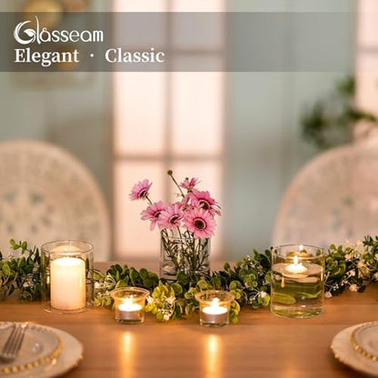 Glasseam Glass Cylinder Vase for Centerpiece, 12Pcs Small Clear Flower Vase - size: 4In