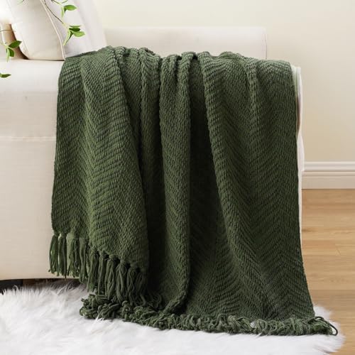 BATTILO HOME Olive Green Throw Blankets for Couch, 60"x80" - color: Olive Green, size: 60"x80"