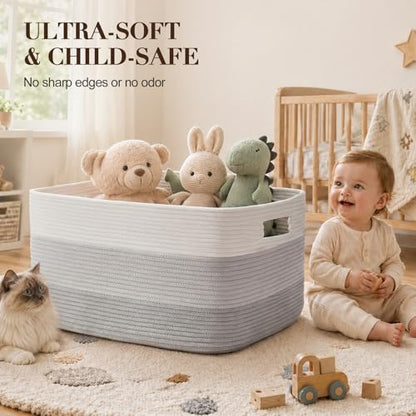 OIAHOMY Blanket Basket Laundry Basket Dog Toy Basket 75L Gradient Grey - color: Gradient Grey, size: 22”x17”x12”
