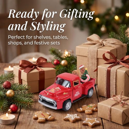 Christmas Red Gingerbread Pickup Truck Table Decor - color: Red