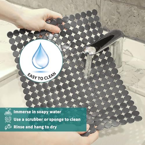 Kitchen Sink Mat for Stainless Steel/Ceramic Sinks,2 Pack with Scissors - color: Gray