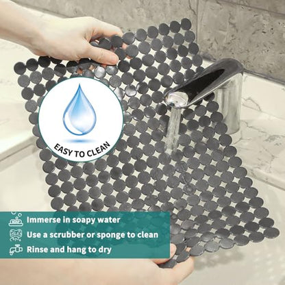 Kitchen Sink Mat for Stainless Steel/Ceramic Sinks,2 Pack with Scissors - color: Gray