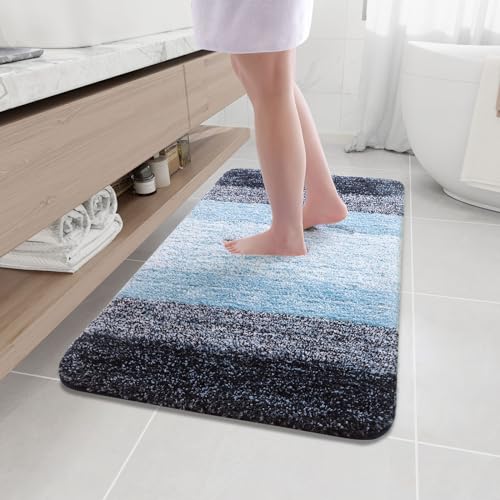 Arotive Microfiber Bathroom Rugs, Shaggy Soft Absorbent Bath Rug, 44x24 - color: Blue, size: 44" X 24"
