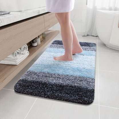 Arotive Microfiber Bathroom Rugs, Shaggy Soft Absorbent Bath Rug, 44x24 - color: Blue, size: 44" X 24"