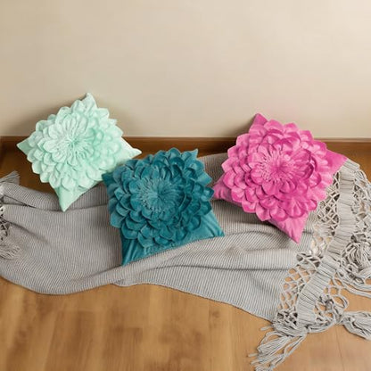 OiseauVoler Decorative 3D Flower Throw Pillow Covers 18x18 Inch - color: Mint