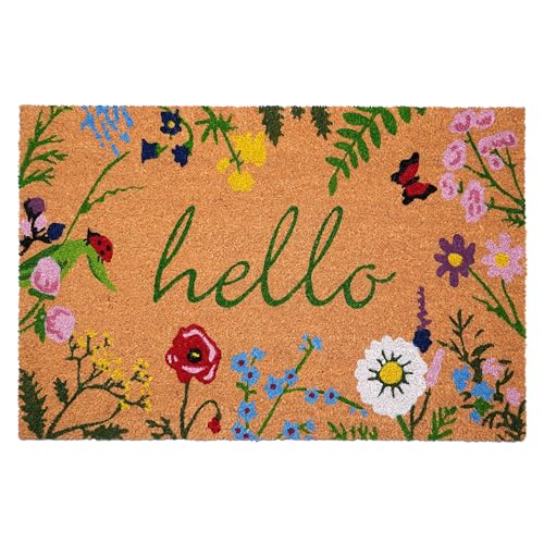 Calloway Mills AZ105992436 Floral Hello Doormat, 24" x 36", Multicolor - color: Hello, size: 2' x 3' (Rectangular)