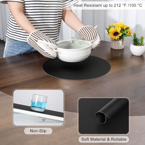 Myir JUN 14" Round Placemats Set of 4, Reversible Dual-Color Place Mats - color: Black