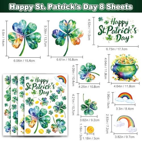 St Patricks Day Window Clings for Glass Windows Clover Shamrock Decorations - color: St. Patrick's Day