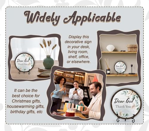Christian Desk Decor, Dear God Thank You Wood Sign, Religious Gifts For Woman Man, Living Room Decor And Accessories, Bible Verse Home Office Decorations For Table Shelf -c09 - style: Dear God 4