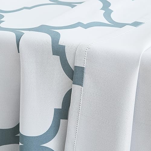 Melodieux Moroccan Fashion Room Darkening Rod Pocket Window Curtain Valance, 52 by 18 Inch, Off White/Dusty Teal (1 Panel) - color: Off White/Dusty Teal, size: 52"W x 18"L (Pack of 1)