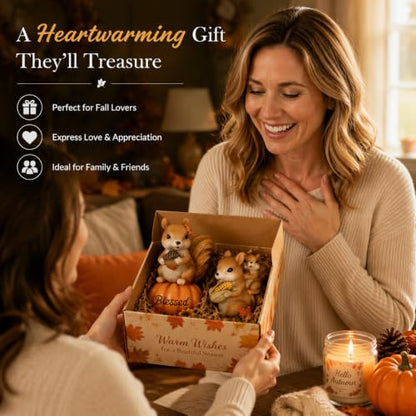 Hodao Fall Squirrel Decor, 2-Piece Resin Thanksgiving Figurine Set - color: Squirrel