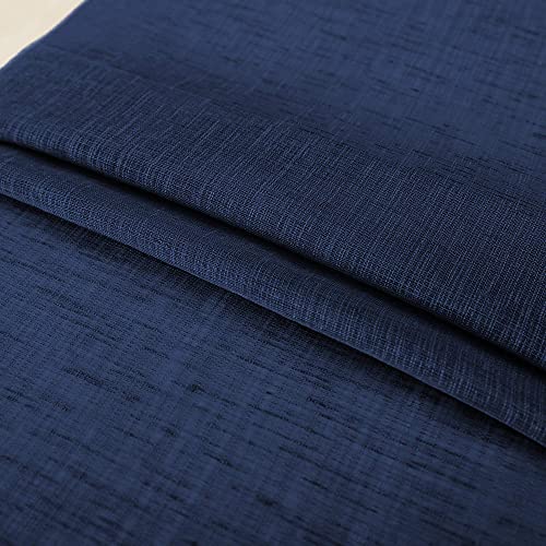 KOUFALL Navy Blue Valances for Windows,Sheer Linen Look Valance Curtains for Kitchen Bathroom,Dark Blue - color: Navy Blue