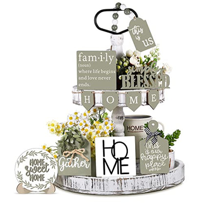 FairySandy 11 Pcs Tiered Tray Decor Farmhouse Set, Classic - style: Classic