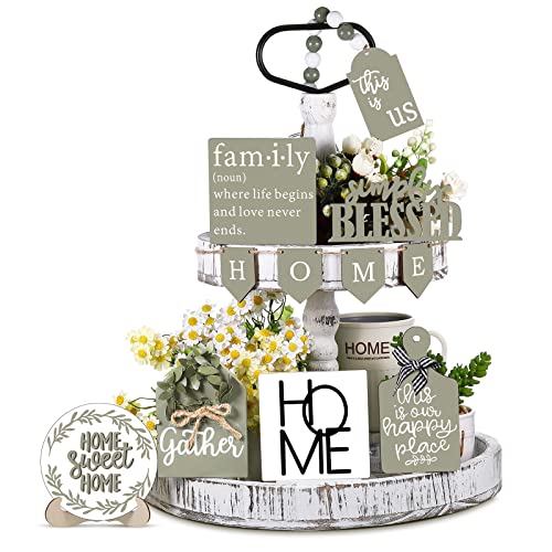 FairySandy 11 Pcs Tiered Tray Decor Farmhouse Set, Classic - style: Classic