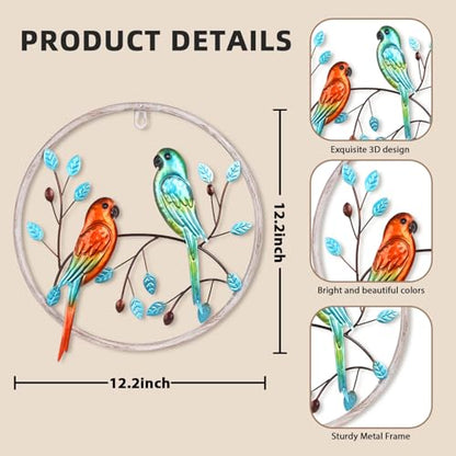 Newinhome 2 Pieces Metal Parrot Wall Art Bird Decor - color: 2 Pcs parrots